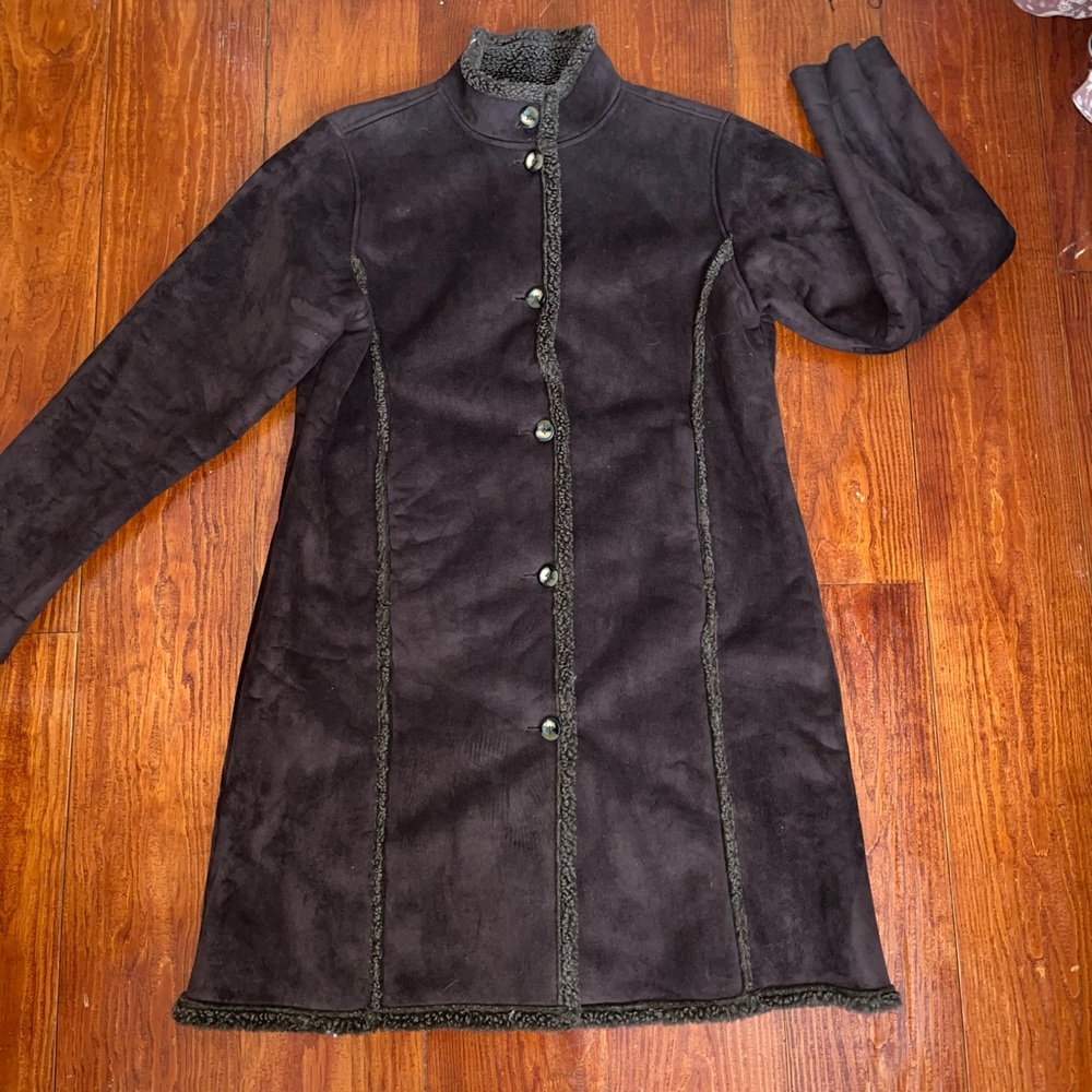 Vintage LL Bean Sherling Lined Faux Suede Coat